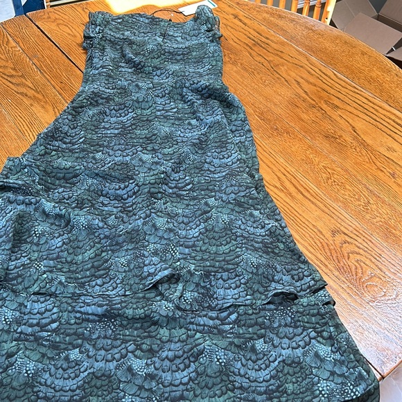 Scotch and Soda Midi Flounce Dress, green feathers print. Size 34 (US 4). - Picture 10 of 16